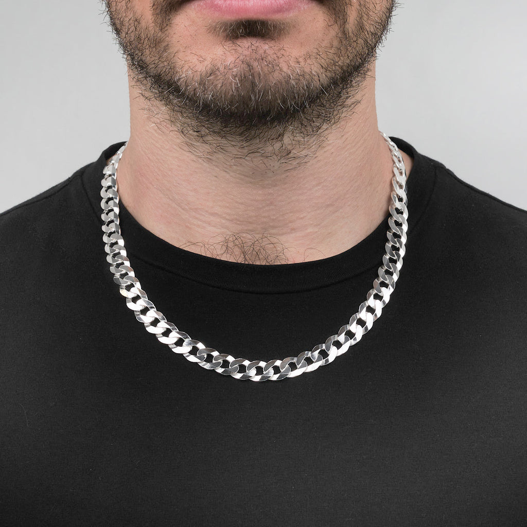 Statement 10.5mm Solid 925 Sterling Silver Curb Chain For Men treasurebayb2b