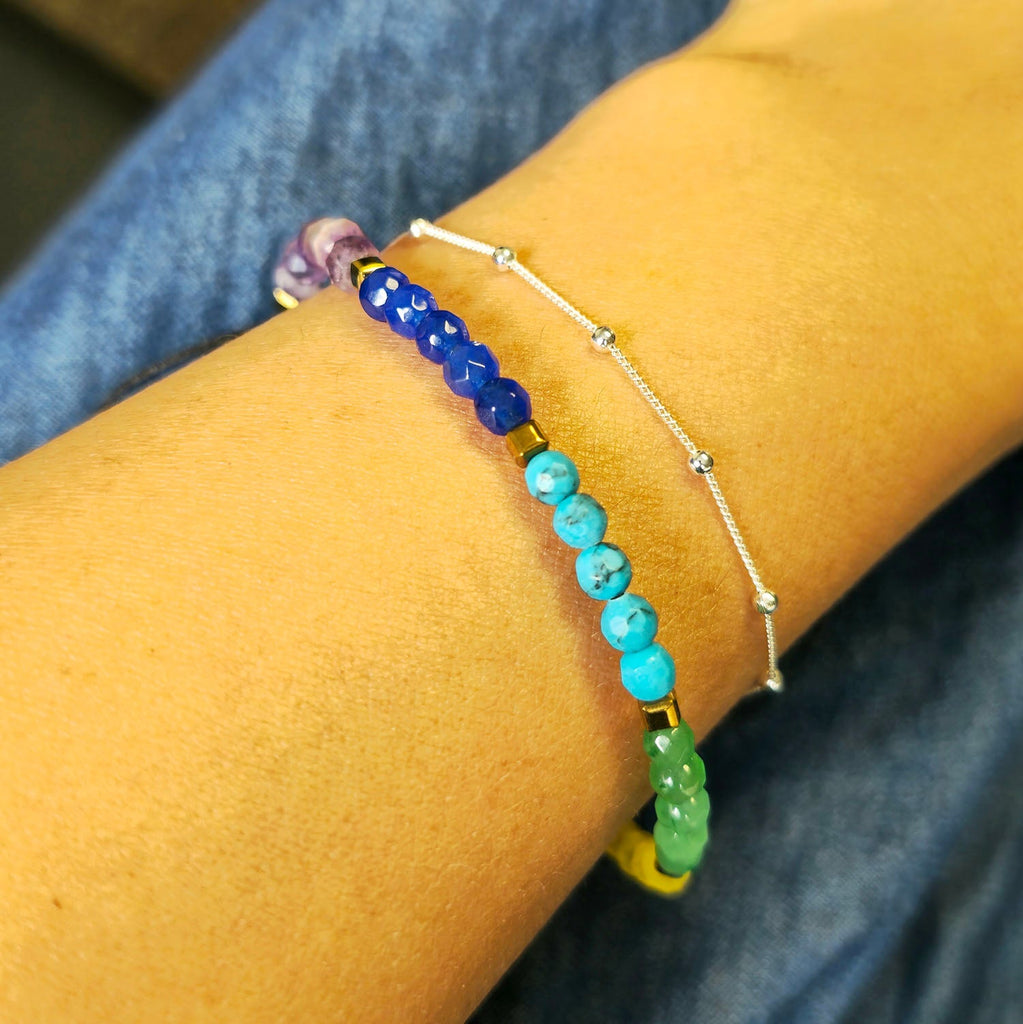 Dainty 925 Sterling Silver Beaded Curb Chain Bracelet for Women and Girls treasurebayb2b