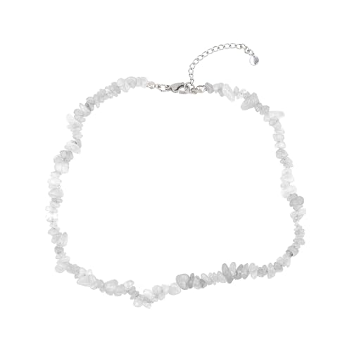 Handmade Womens Girls Beaded Gemstone Chips Choker Necklace - Natural Gemstones Healing Crystal Jewellery for Women Girls treasurebayb2b