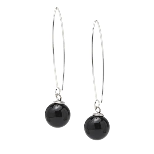 Handmade Women's Natural Gemstone Sterling Silver Dangle Drop Earrings 12mm Ball Beaded Earrings for Girls treasurebayb2b