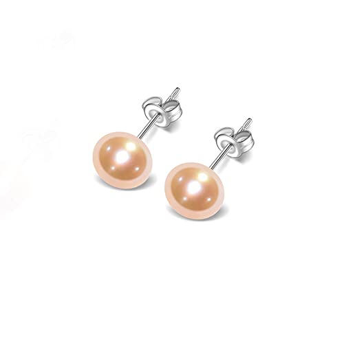 Women's Pearl Jewellery Set Classic AA Grade 8-9mm Freshwater Pearl Necklace and Earrings Jewellery Set For Women Ladies and Girls Colour: White Grey Pink Black Pink treasurebayb2b