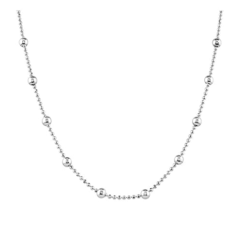 925 Sterling Silver 4 mm / 1.2 mm Balls Beads Chain Necklace for Women Girls 16" 18" 19" 20" 21" 22" 24" in treasurebayb2b