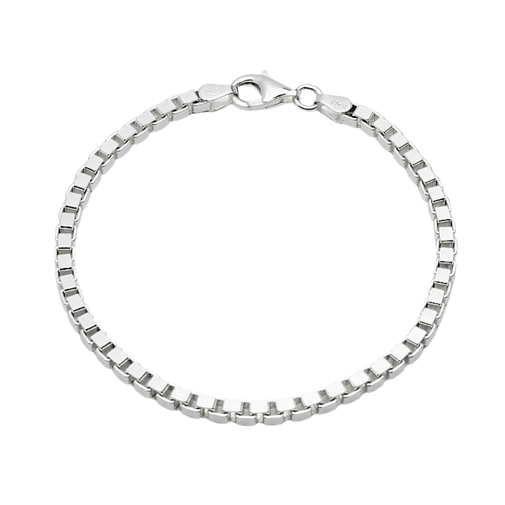 Women’s Silver Box Chain Bracelet 925 Sterling Silver Italian Made treasurebayb2b