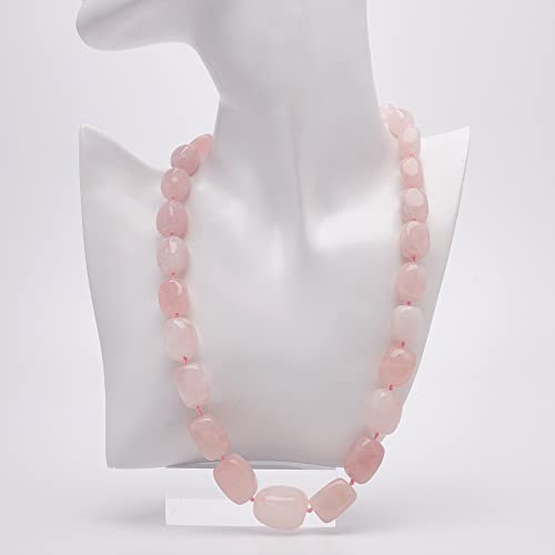 Women's Handmade Beaded Pink Rose Quartz Necklace - Natural Rose Quartz Gemstone Necklace, Chunky Beaded Necklace treasurebayb2b
