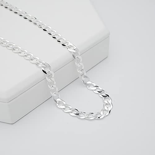 Italian Silver Curb Chain for Men and Women 6.2mm Solid 925 Sterling Silver Cuban Links Chain treasurebayb2b