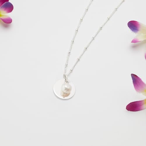 Women's Silver Necklace - 925 Sterling Silver Pendant Charm Small Chain Beaded Necklace Layered Stacking Curb Chain Necklace for Women Ladies Girls treasurebayb2b