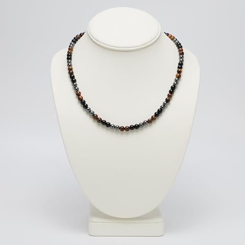 Handmade Mens Tigers Eye Onyx Beaded Necklace Chain Natural Gemstones Healing Crystal Jewellery treasurebayb2b