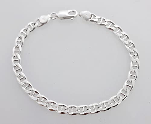 Men's Silver Bracelet Heavy Thick 925 Sterling Silver 6.5MM Mariner Chain Brecelet Length 18.5cm, 19.5cm, 21cm, 22cm and 23cm treasurebayb2b