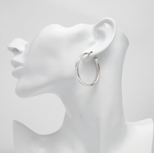 Sterling Silver Hoop Earrings 40mm | 925 Silver Statement Creole Hoop Earrings for Women and Girls treasurebayb2b
