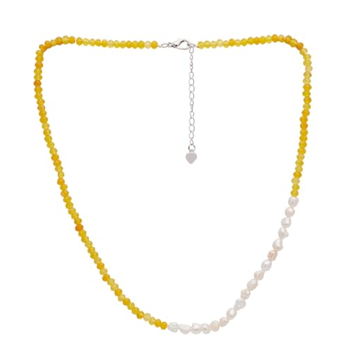 Handmade Womens Girls Beaded Necklace Choker - Natural Gemstones and Freshwater Pearl Necklace treasurebayb2b