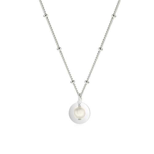 Women's Silver Necklace - 925 Sterling Silver Pendant Charm Small Chain Beaded Necklace Layered Stacking Curb Chain Necklace for Women Ladies Girls treasurebayb2b