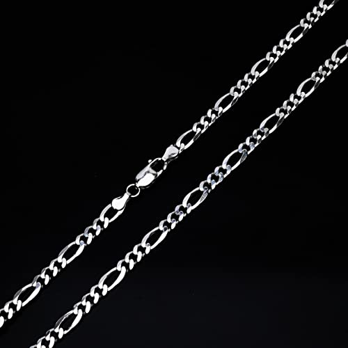 Mens Solid 925 Sterling Silver Chain Bracelet - 5mm Figaro Chain Length 17.5cm, 18.5cm, 19.5cm, 21cm and 22cm treasurebayb2b