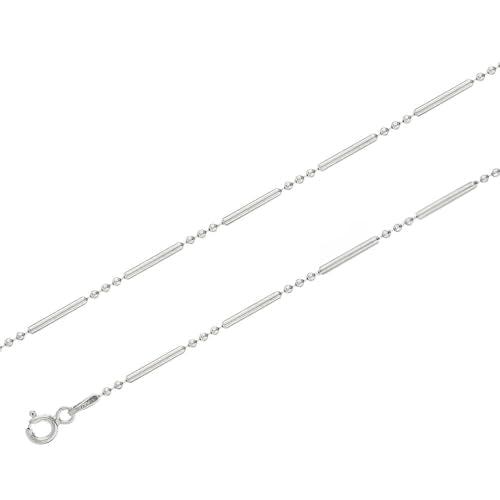 Women's Silver Chain Necklace - 925 Sterling Silver 2m Small Balls and Collunm Beads Necklace Layered Stacking Chain Necklace for Women Ladies Girls 16" 18" 19" 20" 21" 22" 24" in treasurebayb2b