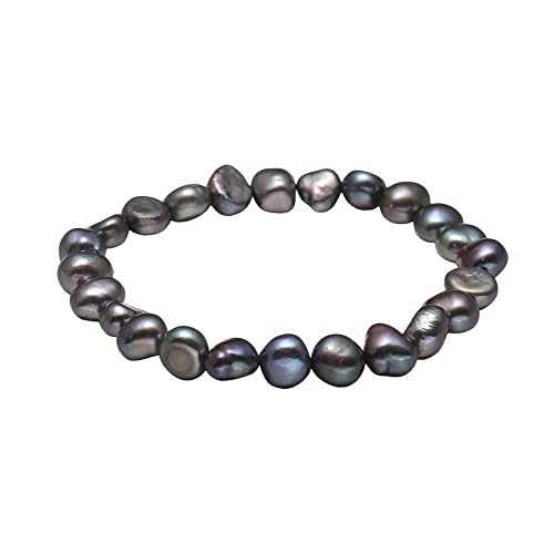 Handmade Womens 7-8mm Freshwater Pearl Bracelet | Stretchy Beaded Pearl Bracelet for Ladies and Girls - Pink, Black, White, Grey, Multicolour treasurebayb2b
