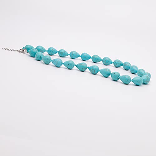 Handmade Teardrop Blue Turquoise Gemstone Necklace For Women treasurebayb2b