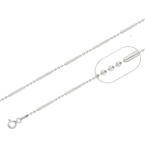 Women's Silver Chain Necklace - 925 Sterling Silver 2m Small Balls and Collunm Beads Necklace Layered Stacking Chain Necklace for Women Ladies Girls 16" 18" 19" 20" 21" 22" 24" in treasurebayb2b