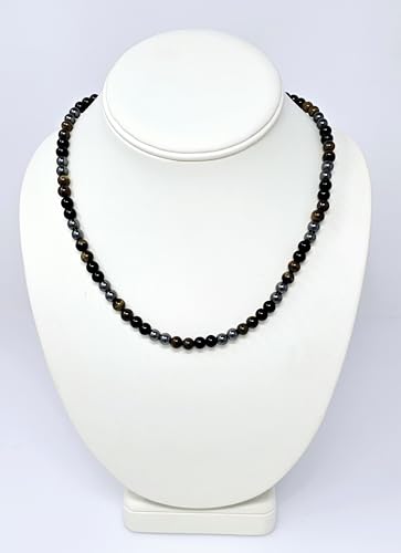 Handmade Mens Tigers Eye Onyx Beaded Necklace Chain Natural Gemstones Healing Crystal Jewellery treasurebayb2b