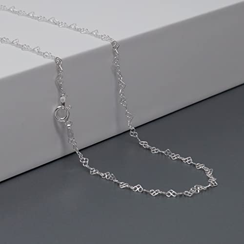 Womens Silver Necklace 925 Silver 3mm Heart Links Chain Necklace Choker Layer Stack Necklace Length 16" 18" 19" 20" 21" 22" 24" in treasurebayb2b
