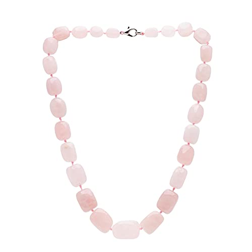 Women's Handmade Beaded Pink Rose Quartz Necklace - Natural Rose Quartz Gemstone Necklace, Chunky Beaded Necklace treasurebayb2b
