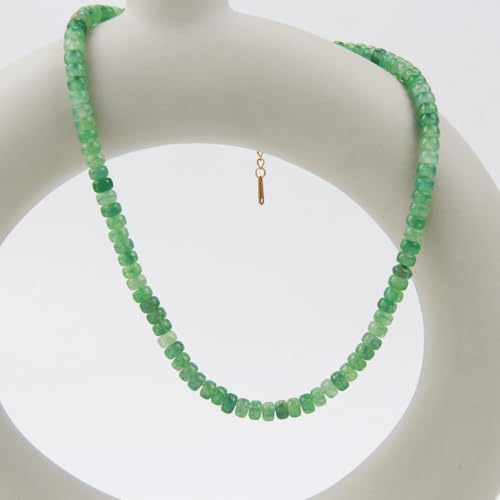 Handmade Womens Girls Beaded Necklace Choker 6mm Rondle Beads - Natural Green Agate Gemstones Healing Crystal Jewellery treasurebayb2b