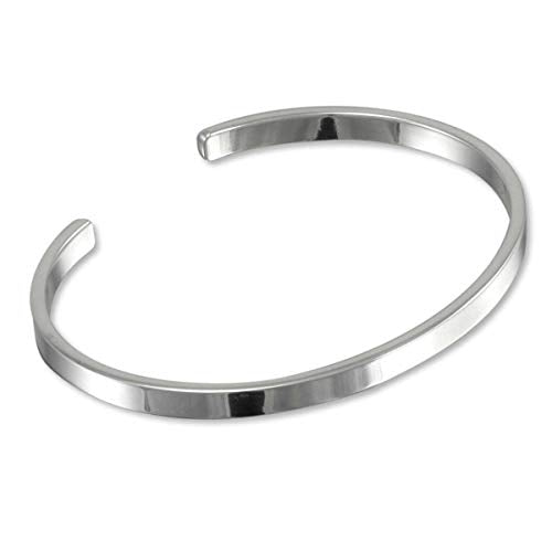 Men's Solid 925 Sterling Silver Bangle, Plain Silver Cuff Bracelet treasurebayb2b