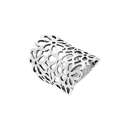 Chunky Statement Floral Design 925 Sterling Silver Ring For Women and Girls Available L M N P treasurebayb2b