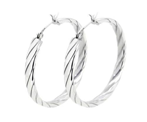 Sterling Silver Hoop Earrings 40mm | 925 Silver Statement Creole Hoop Earrings for Women and Girls treasurebayb2b