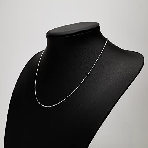 Women's Silver Necklace - 925 Sterling Silver Small Chain Beaded Necklace Layered Stacking Curb Chain Necklace for Women Ladies Girls 16" 18" 19" 20" 21" 22" 24" in treasurebayb2b
