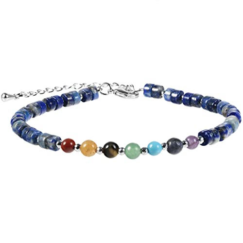Handmade Womens Mens 4mm Natural Gemstone Beaded Bracelet Adjustable | Chakra Stress Anxiety Power Bead Healing Crystal Gemstone Bracelet treasurebayb2b