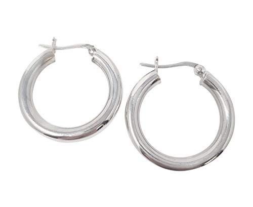 Trendy 4mm Bold Thick Shiny Hoop Earrings 925 Sterling Silver Hoops Earrings Gift for Women and Girls Available in Different Sizes treasurebayb2b