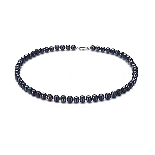 Women's Pearl Necklace 7mm Natural Freshwater Pearl Necklace 46cm Colour Choice White/Pink/Black/Grey/Purple/Multicolour treasurebayb2b