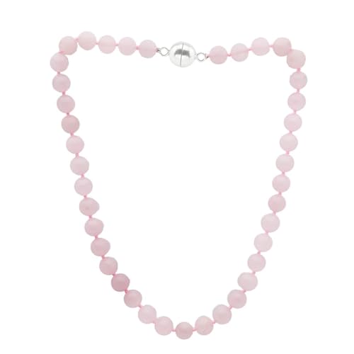 Women's Gemstone Beaded Necklace | 12mm Round Shape Rose Quartz Gemstone Beads Necklace for Lady treasurebayb2b