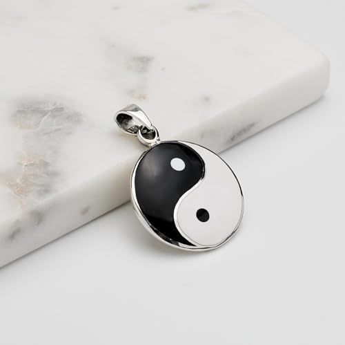 Yin Yang Pendant | Large 925 Sterling Silver Yin Yang Pendant Necklace for Women Men treasurebayb2b
