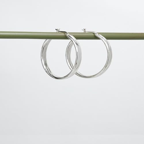 Sterling Silver Hoop Earrings 40mm | 925 Silver Statement Creole Hoop Earrings for Women and Girls treasurebayb2b
