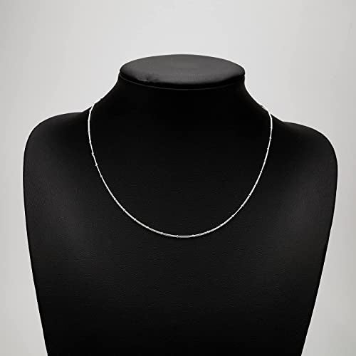Women's Silver Chain Beads Necklace | 925 Silver Italian Chain Layered Stacking Necklace Curb Ball Beaded Chain Necklace for Women and Girls 16" 18" 19" 20" 21" 22" 24" in treasurebayb2b