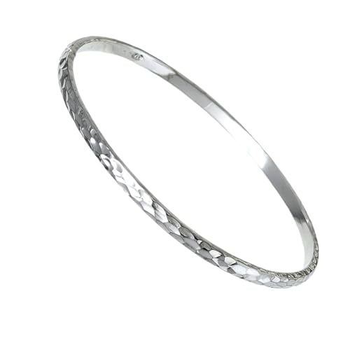 Handmade Solid Womens Silver Bracelet | 3mm 4mm 5mm Hammered Style 925 Sterling Silver Bangle Bracelet for Women Ladies Girls treasurebayb2b