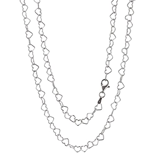 925 Silver Chain Necklace for Women and Girls | Classic Heart Links Chain Choker Necklace Layer Stack Necklace Length 42/46/48/50/52/55/60Cm treasurebayb2b