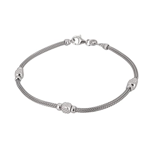 Silver Jewellery Mens/Womens Silver Bracelet - 925 Sterling Silver Chain Beaded Bracelet - Italian Silver Chain Bracelet for Men and Women - Silver bracelet length 19.5cm, 21.5cm and 23cm treasurebayb2b