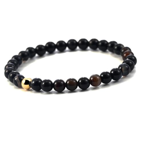 Handmade Womens Mens 6mm Gemstone Bracelet with Golden Bead | Stress and Anxiety Power Bead Healing Crystal Gemstone Bracelet treasurebayb2b