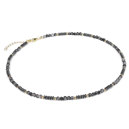 Handmade Womens Girls Beaded Necklace Choker | 4mm Natural Gemstones Healing Crystal Beaded Jewellery Choker For Women and Girls treasurebayb2b