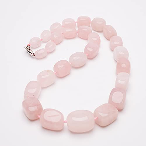 Women's Handmade Beaded Pink Rose Quartz Necklace - Natural Rose Quartz Gemstone Necklace, Chunky Beaded Necklace treasurebayb2b