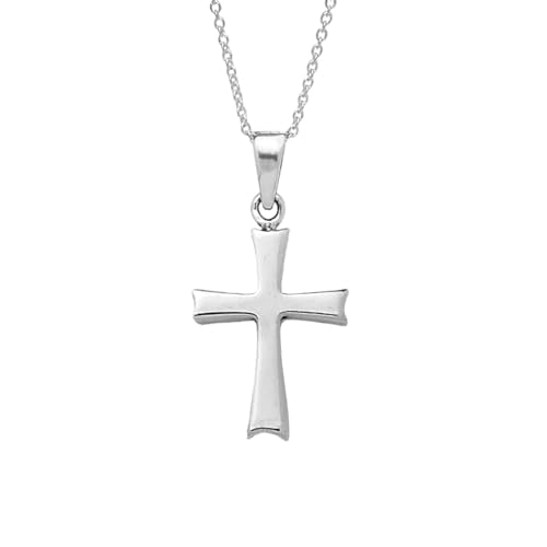 Men's Plain Silver Cross Pendant on Chain Necklace | Classic 925 Sterling Silver Pendant Necklace for Men and Women treasurebayb2b