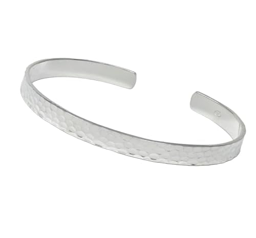 Womens 5mm Solid 925 Sterling Silver Bangle Bracelet Hammered Effect treasurebayb2b