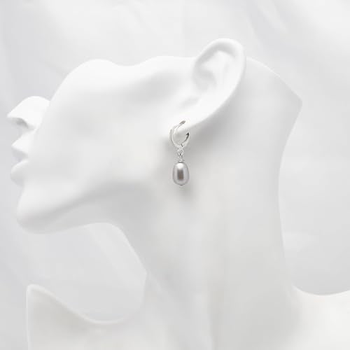 Women's Pearl Jewellery Set - 925 Silver AA Grade 8-9mm Pearl Necklace Dangle Drop Earrings for Women Ladies Girls Bridal Jewellery treasurebayb2b