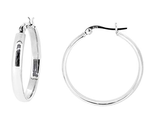 Stunning 925 Sterling Silver 4mm Flat Circle Hoop Earrings For Women and Girls treasurebayb2b