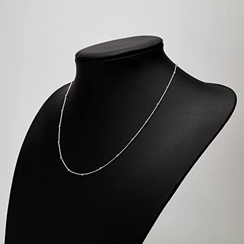 Women's Silver Necklace - 925 Sterling Silver Chain Necklace, Layers/Layered/Layering/Stack/Stacking Anchor Trace Chain Ball Beaded Chain Necklace Length 16" 18" 19" 20" 21" 22" 24" in treasurebayb2b