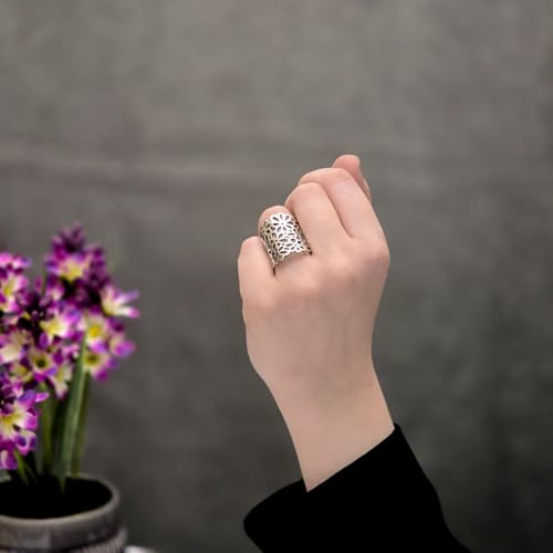 Chunky Statement Floral Design 925 Sterling Silver Ring For Women and Girls Available L M N P treasurebayb2b