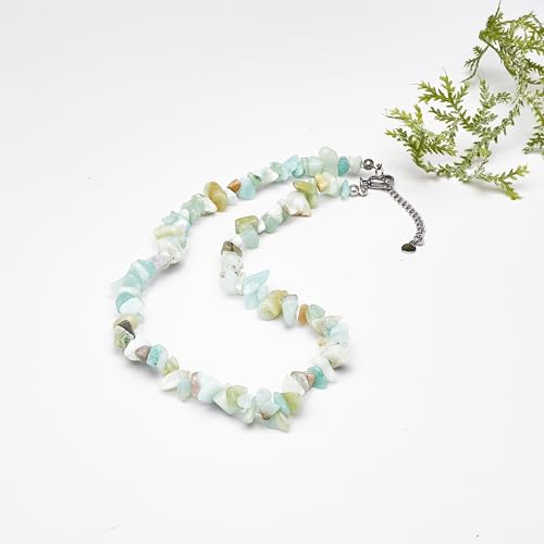 Handmade Womens Girls Beaded Gemstone Chips Choker Necklace - Natural Gemstones Healing Crystal Jewellery for Women Girls treasurebayb2b