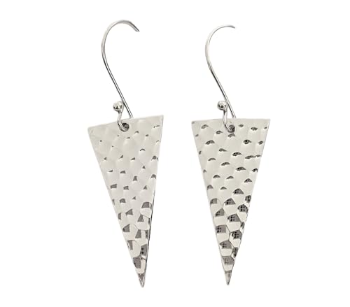 Triangle Shaped Hammered Silver Dangle Drop Earrings - Elegant Jewelry for Women and Girls treasurebayb2b