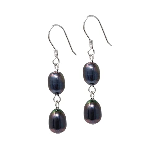 FAB 8-9mm Natural Freshwater Pearl Dangle Drop Earrings for Women Girls Made with 925 Silver Hook treasurebayb2b